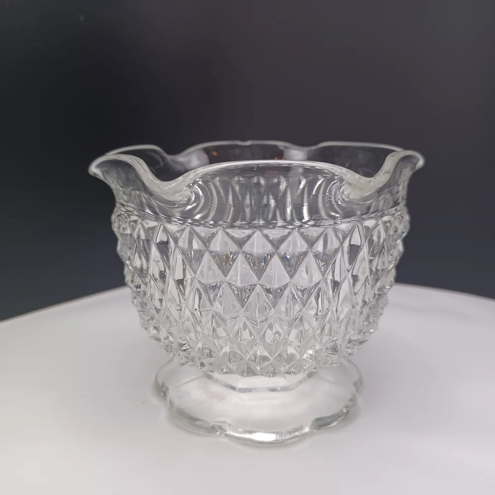Vintage Mayonaise Bowl Glass Diamond Pattern - Picture 2 of 5